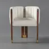 Picture of Velvet Upholstered Channel Tufted Barrel Accent Chair with Wooden Legs – Beige