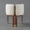 Picture of Velvet Upholstered Channel Tufted Barrel Accent Chair with Wooden Legs – Beige