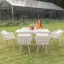 7-Piece Outdoor Extendable Dining Set with 6 Rope Weave Chairs in White(160 - 210 cm)