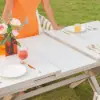 7-Piece Outdoor Extendable Dining Set with 6 Rope Weave Chairs in White(160 - 210 cm)