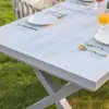 7-Piece Outdoor Extendable Dining Set with 6 Rope Weave Chairs in White(160 - 210 cm)