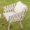 7-Piece Outdoor Extendable Dining Set with 6 Rope Weave Chairs in White(160 - 210 cm)