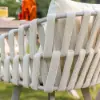 7-Piece Outdoor Extendable Dining Set with 6 Rope Weave Chairs in White(160 - 210 cm)