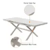 7-Piece Outdoor Extendable Dining Set with 6 Rope Weave Chairs in White(160 - 210 cm)