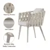 7-Piece Outdoor Extendable Dining Set with 6 Rope Weave Chairs in White(160 - 210 cm)