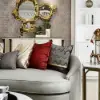 450mm x 450mm Modern Black & Gold Throw Pillow Cover Silk Cushion Protector