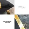 450mm x 450mm Modern Black & Gold Throw Pillow Cover Silk Cushion Protector