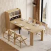 Farmhouse 180 cm Extendable Rectangular Natural Dining Table with Sideboard, Seats 4-5