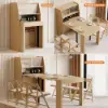 Farmhouse 180 cm Extendable Rectangular Natural Dining Table with Sideboard, Seats 4-5