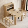 Farmhouse 180 cm Extendable Rectangular Natural Dining Table with Sideboard, Seats 4-5
