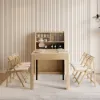 Farmhouse 180 cm Extendable Rectangular Natural Dining Table with Sideboard, Seats 4-5