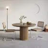Japandi 80 cm Round Walnut Wood Dining Table, Seats 2