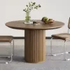Japandi 80 cm Round Walnut Wood Dining Table, Seats 2