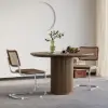 Japandi 80 cm Round Walnut Wood Dining Table, Seats 2