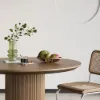 Japandi 80 cm Round Walnut Wood Dining Table, Seats 2