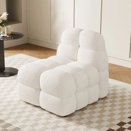 Picture of Modern Off-White Cream Boucle Accent Chair Cloud Lounge Chair Soft Cushion