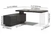1815mm Modern Black L-Shape Standing Executive Desk with Side Cabinet