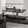 1815mm Modern Black L-Shape Standing Executive Desk with Side Cabinet