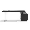 1815mm Modern Black L-Shape Standing Executive Desk with Side Cabinet