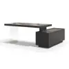 1815mm Modern Black L-Shape Standing Executive Desk with Side Cabinet
