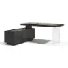 1815mm Modern Black L-Shape Standing Executive Desk with Side Cabinet