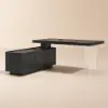 1815mm Modern Black L-Shape Standing Executive Desk with Side Cabinet