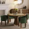 Picture of Velvet Upholstered Channel Tufted Barrel Accent Chair with Wooden Legs – Green