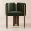 Picture of Velvet Upholstered Channel Tufted Barrel Accent Chair with Wooden Legs – Green
