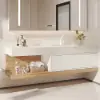 1500mm Modern Floating Bathroom Vanity Set With Single Basin Wall-Mount White & Natural