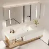 1500mm Modern Floating Bathroom Vanity Set With Single Basin Wall-Mount White & Natural