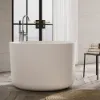 Japanese Modern 105 cm Freestanding Stone Resin Round Soaking Bathtub