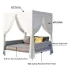 Picture of White Aluminium & Grey Woven Rope 2-Person Outdoor Patio Daybed with Canopy Curtains