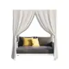 Picture of White Aluminium & Grey Woven Rope 2-Person Outdoor Patio Daybed with Canopy Curtains