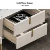 Artis Modern Beige Rectangle Large Coffee Table Drawers Sintered Stone Gold Base