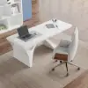 Picture of Ergonomic White Faux Leather High Back Reclining Swivel Office Desk Chair with Footrest