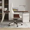 Picture of Ergonomic White Faux Leather High Back Reclining Swivel Office Desk Chair with Footrest