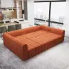 Picture of 3023 mm 6-Piece Velvet Channel Tufted Upholstered Modular Sectional Sofa – Convertible Orange