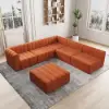 Picture of 3023 mm 6-Piece Velvet Channel Tufted Upholstered Modular Sectional Sofa – Convertible Orange