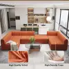 Picture of 3023 mm 6-Piece Velvet Channel Tufted Upholstered Modular Sectional Sofa – Convertible Orange