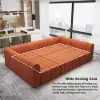 Picture of 3023 mm 6-Piece Velvet Channel Tufted Upholstered Modular Sectional Sofa – Convertible Orange