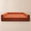 Picture of 3023 mm 6-Piece Velvet Channel Tufted Upholstered Modular Sectional Sofa – Convertible Orange