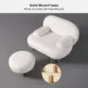Modern White Cream Boucle Accent Chair with Pouf Ottoman Set Lounge Chair with Footstool