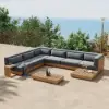 Grida 9-Piece Outdoor Teak Modular Sectional Sofa Set with Coffee Table in Grey
