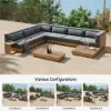 Grida 9-Piece Outdoor Teak Modular Sectional Sofa Set with Coffee Table in Grey