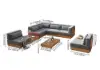 Grida 9-Piece Outdoor Teak Modular Sectional Sofa Set with Coffee Table in Grey