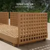 Grida 9-Piece Outdoor Teak Modular Sectional Sofa Set with Coffee Table in Grey