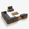 Grida 9-Piece Outdoor Teak Modular Sectional Sofa Set with Coffee Table in Grey