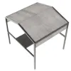 Outdoor Patio Adjustable Height Aluminum Dining Table with Canopy Convert to Bar Table