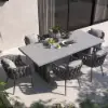 7-Piece Outdoor Extendable Dining Set with Aluminium Table and 6 Woven Chairs in Grey