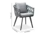 7-Piece Outdoor Extendable Dining Set with Aluminium Table and 6 Woven Chairs in Grey